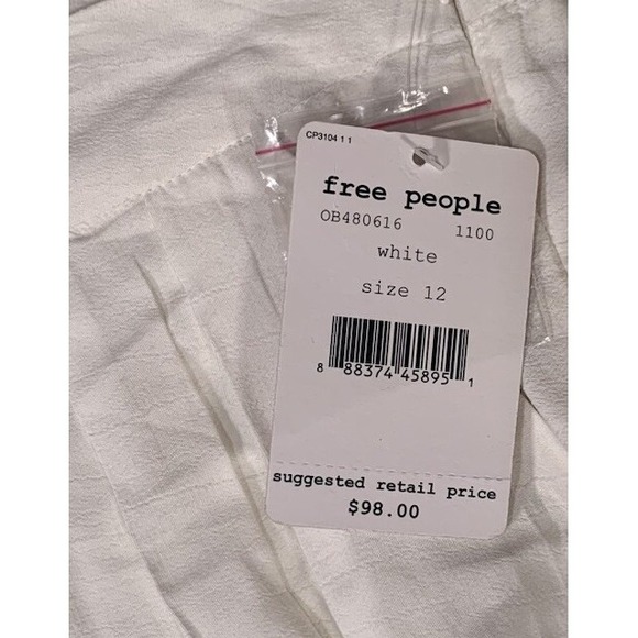 New‎ Free People Pleated White Lacy Shorts Size 12 - Picture 7 of 11